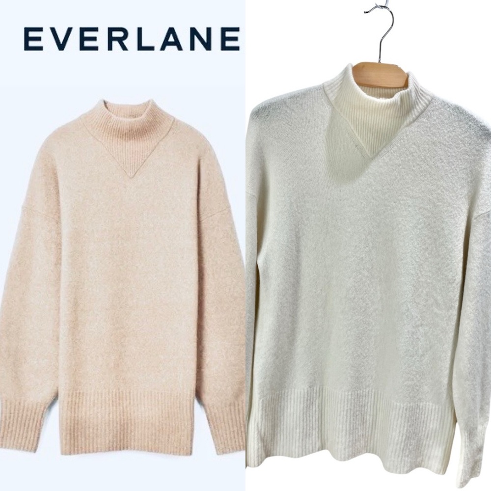 Everlane The Cozy Stretch Pullover Sweater Wool Yak Cream Sweater Size M